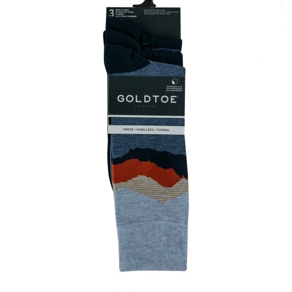 GoldToe Edition Mens Blueridge Crew Socks Assorted, 3 Pack - Picture 4 of 9